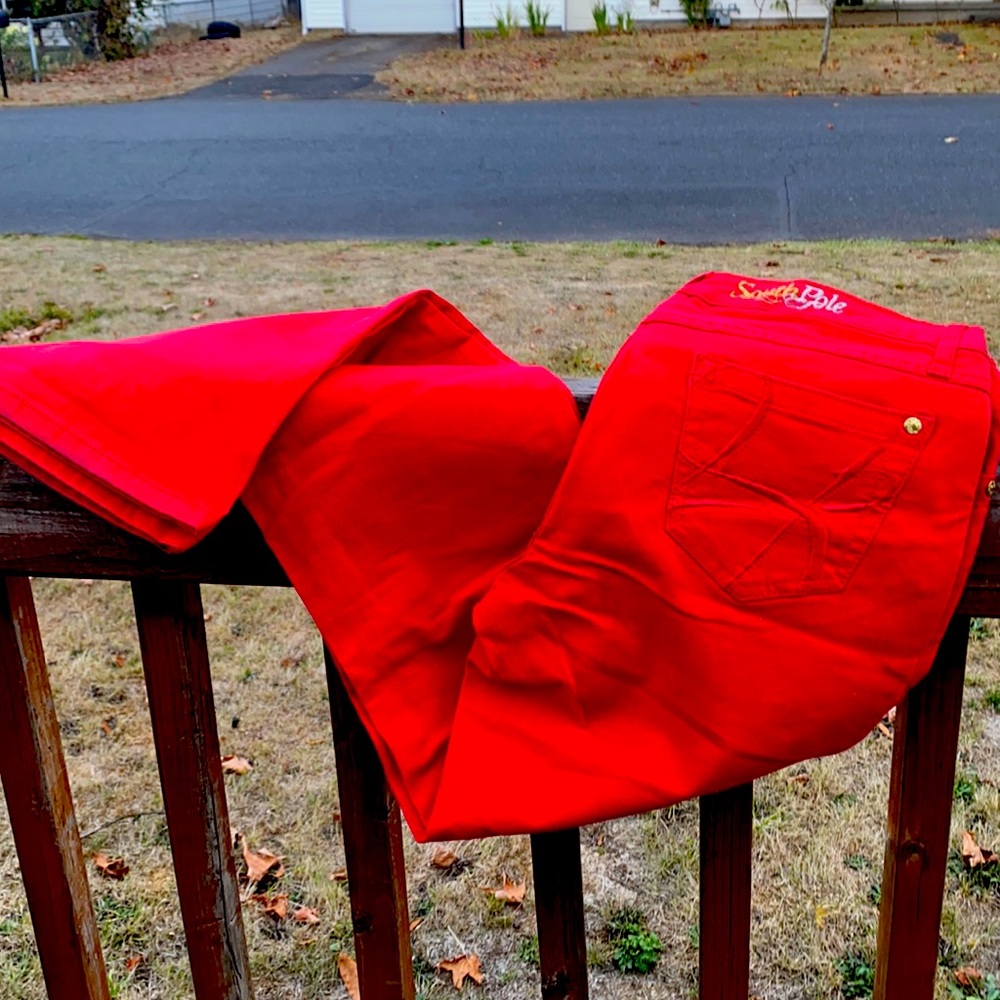 Red bell bottom pants